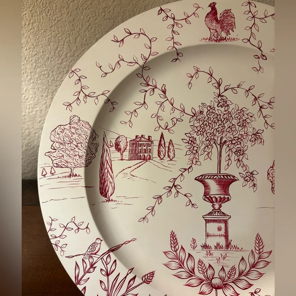 Wedgwood Toile Elegant Red and White Decorative Plate “Joie de vivre” Collection